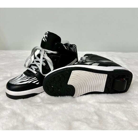 Reebok Other - Reebok Glitter Zebra Print Heelys High Top Girls Sz 4 Black White Sneaker